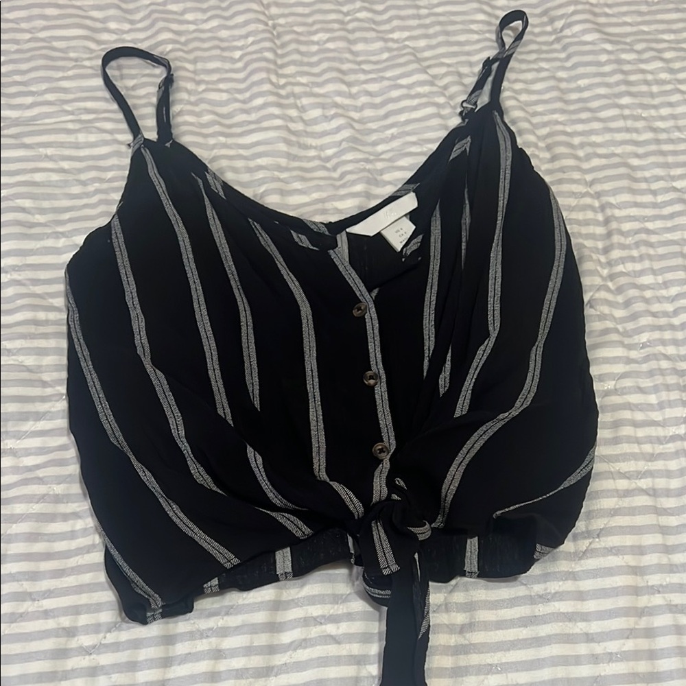 Stylish Black and Gray Striped Women's Top